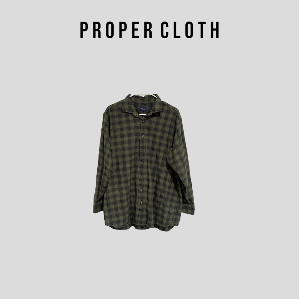 PROPER CLOTH Flannel Shirt buffalo plaid button down Large